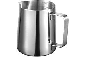 LYDNKIM Pichet Inox 600ml – Pichet à Lait 20oz en Acier Inoxydable 304 avec Graduation Intégrée, Idéal pour Espresso, Cappuccino, Latte Art, Moussage du Lait, Café Maison, Formation Barista (600ml)