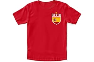 Purple Print House Espania Football Shirt Kids - Boys Spain Flag Badge Retro T Shirt - Football Country Espania European 2021 Supporters Gifts for Kids - 2020 Spanish Tournament Footy Soccer Top