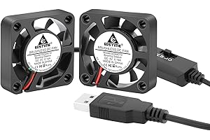 GDSTIME 2PCS 40mm Fan USB DC 5V 4010 Mini USB Computer Fan 40x40x10 mm 4CM Cooling Fans 5500 RPM for Laptop TV box or Small Appliances