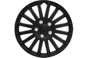 BULLY Pilot Automotive WH521-14C-B-AM 14 Inch Indy Matte Black Universal Hubcap Wheel Covers for Cars - Set of 4 - Fits Most Cars