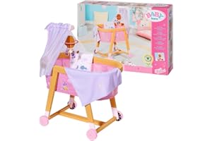 BABY born Good Night - Cuna para muñecas de 43 cm, Promueve la empatía y las habilidades sociales, Edad a partir de 3 años, Incluye ropa de cama, carrusel y dosel