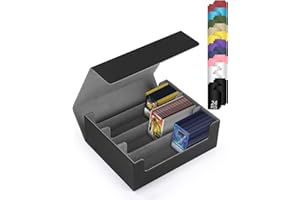 Xaosin Pudełko do Przechowywania Kart Kolekcjonerskich na ponad 1800 Kart Skórzane Etui na Talię Kart Premium Magnetyczne z 24 Przegródkami na Karty Organizer Kart do TCG MTG YuGiOh Czarny Szary