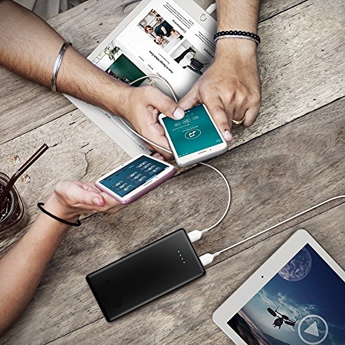 IVSO 10000mAh Quick Charger QC 3.0 Ultra Kompakt Dual USB Portable Powerbank Ladegerät Externer Akku Li-Polymer-Akku für iPhone 6/6 Plus/6s/6s plus/5/4, iPad Air 2, iPod touch 6g, Sony Xperia X Compact, Xperia XZ, Galaxy tab A 10.1 2016, Lenovo Yoga Book, Yoga Tab 3 Plus, Moto G4 / G4 Plus, Moto Z Play / Moto Z Android und Apple Geräte,Tablet-PCs (10000mAh, Schwarz) - 3