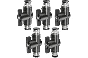 AVCXEC 5 Pièces Connecteur Pneumatique 8mm, Connecteur Droit Pneumatique, Manuelle Connecteur Pneumatique, Connecteur Pneumatique avec Vanne Manuelle pour 8 mm Diamètre du Tuyauterie dAir