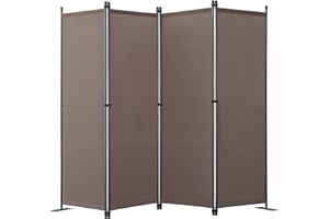 Angel Living Foldable Room Divider 4 Panels Freestanding Screen Wall Room Divider Partition for Offices, Balcony, Bedroom, Outdoor Garden 224 x 165cm Brown