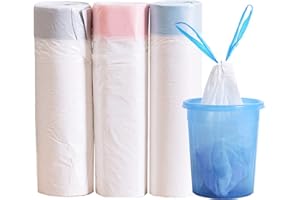 LEFUTE 3 Rolls 15L Bin Bags Bin Liners Drawstring Rubbish Bags , Small Bin Bags Degradable Trash Bags Unscented Indoor Garbage Bags for Bedroom Kitchen Office （45x50cm, 15L）