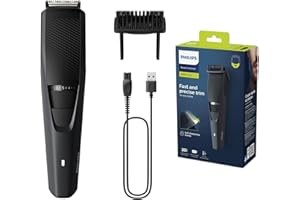 Philips Beard Trimmer Series 3000 - Regolabarba elettrico per uomo con lame autoaffilanti, sistema Lift & Trim, 60 min di uso cordless e 1 ora di ricarica (modello BT3233/15)