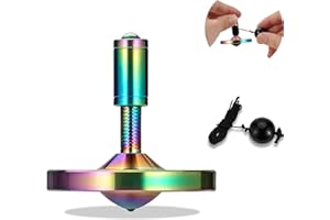 LOQATIDIS Trottola di precisione in Corda, giroscopio da Tavolo antigravitazionale in Acciaio Inossidabile ad Alte Prestazioni, Incredibile Tempo di Rotazione Fino a 15 Minuti (L, Iridescente)