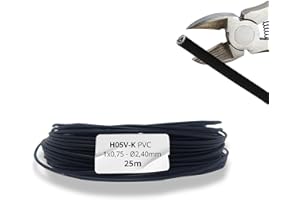 HALOTEC | Cavo Elettrico Flessibile Nero 25m 1x0,75 mm² Rame Isolato PVC H05V-K | Alta Qualità per Uso Industriale e Sicurezza | Installazioni Elettriche Interno/Esterno, Cavo Resistente e Affidabile