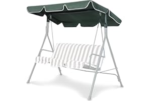 ‎RELAX4LIFE RELAX4LIFE Sonnendach UV-Schutz, Ersatzdach Wasserabweisend, Dachbezug für Hollywoodschaukel, Dachplane Farbwahl, Schaukeldach 160g Polyester, Gartenschaukel Kein Ausbleichen (196 x 109 cm, Grün)