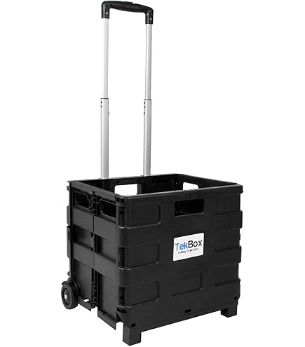 Kinzo Folding, 25 Kg, Weight, Foldable, Cleaning Trolley, Mobile Box, Space-Saving Transport, Ideal For Camping, Shopping, Holidays, 38 X 36 X 33 Cm, Black, 100 Cm
