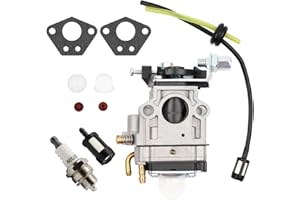 AMZSKU Mäher, Kettensäge Vergaser-Kit für 52cc 49cc 43cc Motor Vergaser mit Dichtung, Schlauch, Zündkerze und Gasfilter (Vergaser-52cc 49cc 43cc)