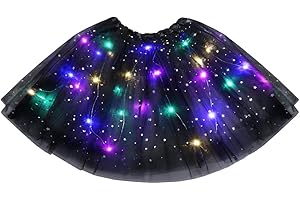 URAQT Tutu Mujer LED Luces de Colores, Tutu Falda Mujer Lentejuelas Estrellas, Tutú para Mujer, Falda De Baile De Estrella De Lentejuelas para Danza Fiesta y Halloween Disfraz