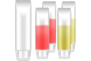 Bewudy 5 szt. butelek podróżnych, tubki z pastą do zębów do wielokrotnego napełniania, małe podróżne butelki do wyciskania, pojemnik na podkłady do makijażu, na przybory toaletowe, szampon, toner