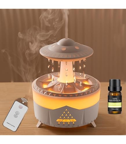 Hanna Roberts Diffusore Di Oli Essenziali In Rattan Con Telecomando – 7 Luci LED, Silenzioso, Capacità 100 Ml, Spegnimento Automatico, Per Casa E Ufficio
