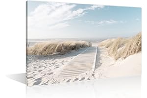 TISHIRON Wall Art Decor Boardwalk Sandy Beach Canvas Pictures Artwork Framed Seaside Print Painting Home Decor for Home Decor(24X16in)