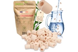 GREEN KOALAS 50 PERLES de CERAMIQUE EM roses naturelles pour purifier filtrer l’eau. Billes de céramique en argile (tube) pour purification bio Filtre anti calcaire et chlore Carafe Fontaine à eau