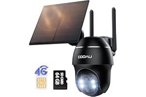 COOAU 4G LTE Cellular Security Camera Outdoor Wireless with SIM Card&64GB Card Storage, 2K 360° PTZ Battery Camera,Solar No WiFi Wireless Outdoor Camera,Motion Detection,No WIFI Security Camera