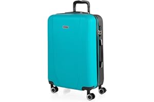 ITACA - Maleta Mediana con 4 Ruedas Giratorias para Viajes Largos Tipo Trolley Ideal como Maletas de Viaje Grandes 23 Kilos y Maleta Viaje Mediana Resistentes, Turquesa-Antracita