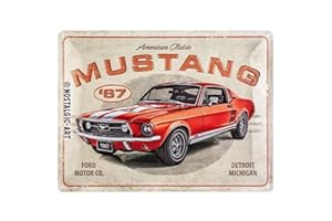 Nostalgic-Art Cartel de Chapa Retro, Ford Mustang – GT 1967 Red – Regalo para Aficionados a Coches, metálico, Diseño Vintage Decorativo, 30 x 40 cm