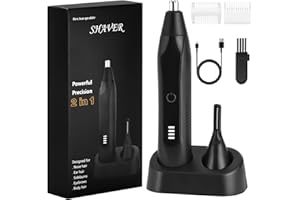 Fefod Tagliapeli Naso e Orecchie, 2-in-1 Ricaricabile USB Taglia Capelli Naso, Tagliacapelli Professionale Indolore per Sopracciglia e Viso con Display della Carica della Batteria, IPX7 impermeabile
