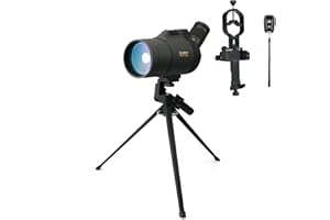 Svbony SV41 Mak Spotting Scope with Tripod, Smartphone Adapter, Wireless Controller, 25-75x70mm Angled Compact Maksutov Spotter Scope, BAK4 FMC Waterproof for Digiscoping, Target Shooting
