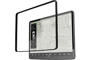 TUDIA 2-in-1 Snap-On Tempered Glass Screen Protector Case for Tesla Model 3 (2017–2023) & Model Y (2020–2024) – 15" Touchscreen Anti-Glare Scratch-Resistant Cover (Black)
