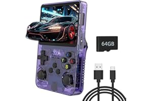 S_WAY Console di gioco portatile R36S, con sistema Linux open source, scheda TF da 64G, 15000 giochi rétro, schermo IPS da 3,5 pollici, console emulatore portatile per console di giochi rétro, batteria da