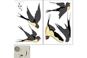 BIBITI 5 Pièce Stickers Fenetre,Fenêtre Sticker Anti Collision Oiseaux,Anti-Collision Bird Vitre Autocollants Decoration,Réutilisables Hirondelle Fenêtres Autocollant pour Salon Muraux Vitres Porte Verre