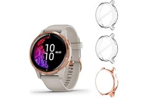 Seltureone 3 sztuki etui ochronnych do Garmin Venu, z elastycznym TPU o wysokiej przejrzystości folii ochronnej na wyświetlacz [pełna ochrona], odporne na zarysowania, uderzenia etui ochronne do