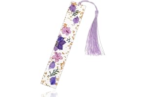 WY LIGHTING LEVEL Marque-page en résine avec pompon en forme de fleur pressée - Violet, 1 pièce