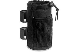 MUNSKT Soporte para Taza de Bicicleta Con Bolsillos de Malla, Cordón Impermeable para Manillar de Montaña, Scooter, Plegable, Carretera y Silla de Ruedas