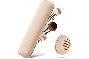 KATLEAY 2 Pièces Porte Pinceau de Maquillage en Silicone, Trousse Pinceaux Maquillage, Rangement Sac de Pinceaux de Maquillage de Voyage Portable (Kaki)