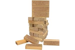 YFDSXKMZ Ice Breaker Questions Tumbling Tower Game, 54pcs Stacking Brick Blocks Game Wooden with Questions Building Blocks Game For Adult, Great Family, Party, Board Game