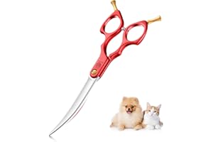 Purple Dragon 6 Zoll Hundeschere Fellschere Gebogene Für Hunde und Katze Grooming Schere mit Ultraleicht Weltraum Aluminium Griff,JP 440C Steel Profi Fellschere Hunde für Hundefriseur und Anfänger