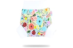 Petit Lulu Pull Up Cloth Nappy Wrap | Size S | Washable Diaper Wrap | Reusable Cloth Nappies | Made in Europe (Blooming Garden)