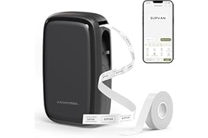 SUPVAN E16 Bluetooth Drukarka Etykiet z 1 rolką 15 mm x 6 m etykiet, Katasymbol Drukarka Samoprzylepnych do systemów iOS i Android, Czarny