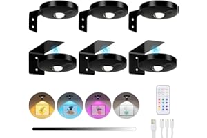 ENCOFT Bilderleuchte Kabellos Dimmbar Bildbeleuchtung 13 RGB Led Spots Akku mit Fernbedienung Bilderlampe Schwarz Picture Light Magnetische mit Timer(6 Pack