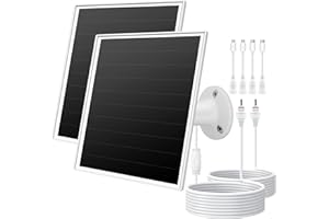 ORAYAFID Chargeur de panneau solaire 6 W pour caméras de sécurité extérieures, DC 5 V, IP65 étanche. Micro USB/USB-C/DC (35 x 135) compatible avec les caméras Eufy/Wyze/Ring, câble de 3 m, système de
