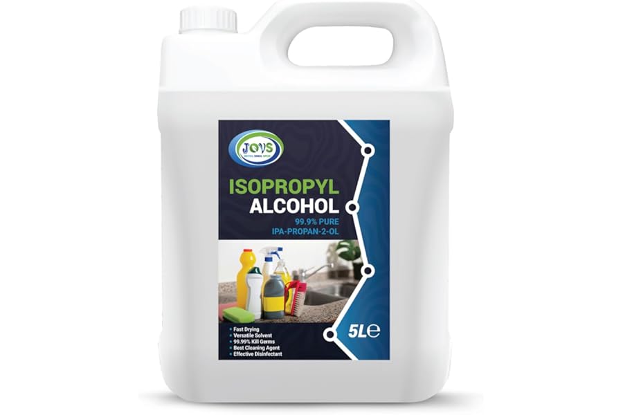 Isopropyl Alcohol 99.9% Pure | Lab Grade IPA | Isopropanol 5L | Rubbing Alcohol for Cleaning and Disinfecting | Solvent for Electronics, Windows, Glass, Appliances, and More