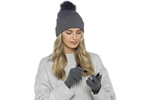 IUEG LIMITED IUEG Ladies Womens Winter Bobble Hat & Touch Screen Gloves Set