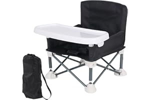 QIKAM Baby Booster Seat with Tray | Baby Folding Dining Chair with Travel Bag | Portable Toddler Camping Chair | Travel Compact highchair for Outdoor Camping Picnic