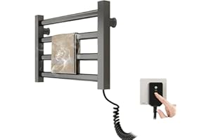 Qawner Handtuchheizkörper Elektrisch Klein, 80W Handtuchtrockner Heizkörper, Bad Handtuchtrockner Elektrisch, 55℃ Thermostat, 45x30cm Handtuch Heizkörper (Grau)