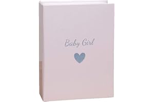 WIDDLE GIFTS LTD Pink Baby Girl Photo Album Portrait Pictures - 80 4x6 slip in photos, Ideal for New baby or BAby Shower