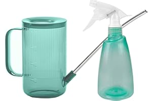 Surmounty Gießkanne + Sprühflasche, 2Pcs Gartenbewässerungstopf inkl. Pflanzengießkanne mit langem Auslauf, Wassersprühflasche, für Haus, Garten, Blumen, Zimmerpflanzen