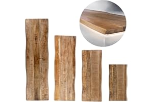 trelevo Holzplatte 60x40 cm, Mangoholz massiv 26mm, Tischplatte lackiert, Baumkantenplatte für Sitzbank, Waschtisch und Beistelltisch