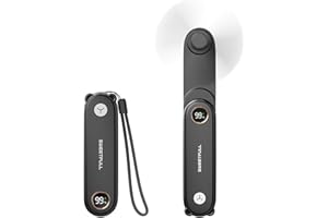 SWEETFULL Handheld Fan, Portable Mini Fan, Quiet, Small Pocket Fan with 2 Speeds, USB Fans, Foldable for Office, Outdoor (Black)