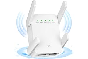 TEXLINEY WLAN Verstärker mit 1200 Mbps,WLAN Repeater Dual-Band 2.4GHz & 5.8GHz,WiFi Extender Booster,Internet Verstärker mit externen 4 * 2dBi Dual-Band-Antennen, Internet Booster bis zu 3000 qm (Weiß)