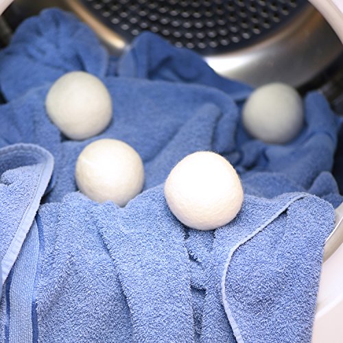 4 x Trocknerball – Bälle aus 100% Wolle zur Nutzung im Trockner, für schnelleres Trocknen und weichere Wäsche. Zeit und Kosten sparen durch Trocknerbälle für jede Wäsche, Decke, Kissen, Kopfkissen oder Daunen im Wäschetrockner. Trocknerkugeln für Wäschetrockner. - 5