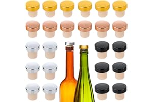 VZXQX Tappi Bottiglie Vino, 24 Pezzi Tappi Vino a Forma di T per Bottiglie Vino, Birra, Champagne e Bevande, Riutilizzabili Set Tappi Sughero Decorativi Silicone (Oro, Argento, Nero, Oro Rosa)